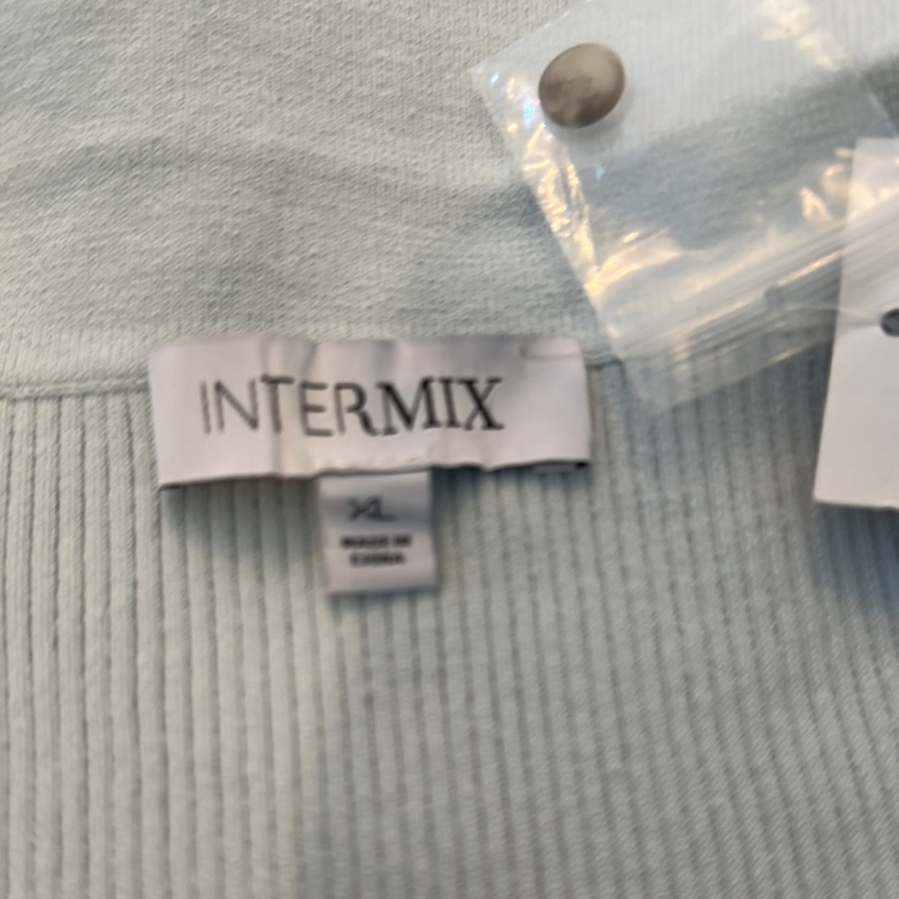 Intermix Light Blue Button-Up Ribbed Top - Picture 2 of 4
